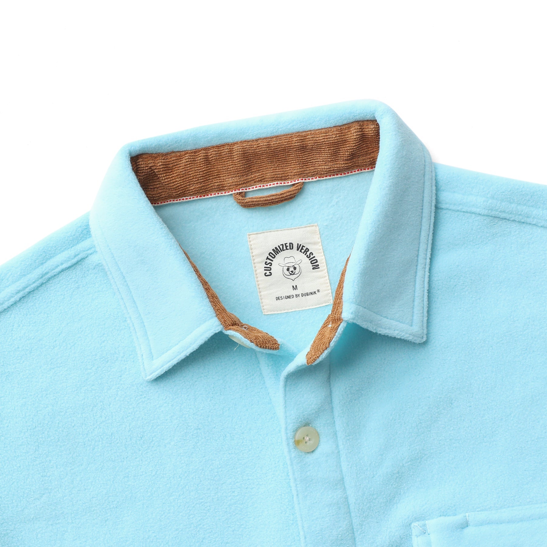 Mens Long Sleeve Sky Blue Solid Fleece Shirt Casual Button Down Light-in-weight Shirt #0243