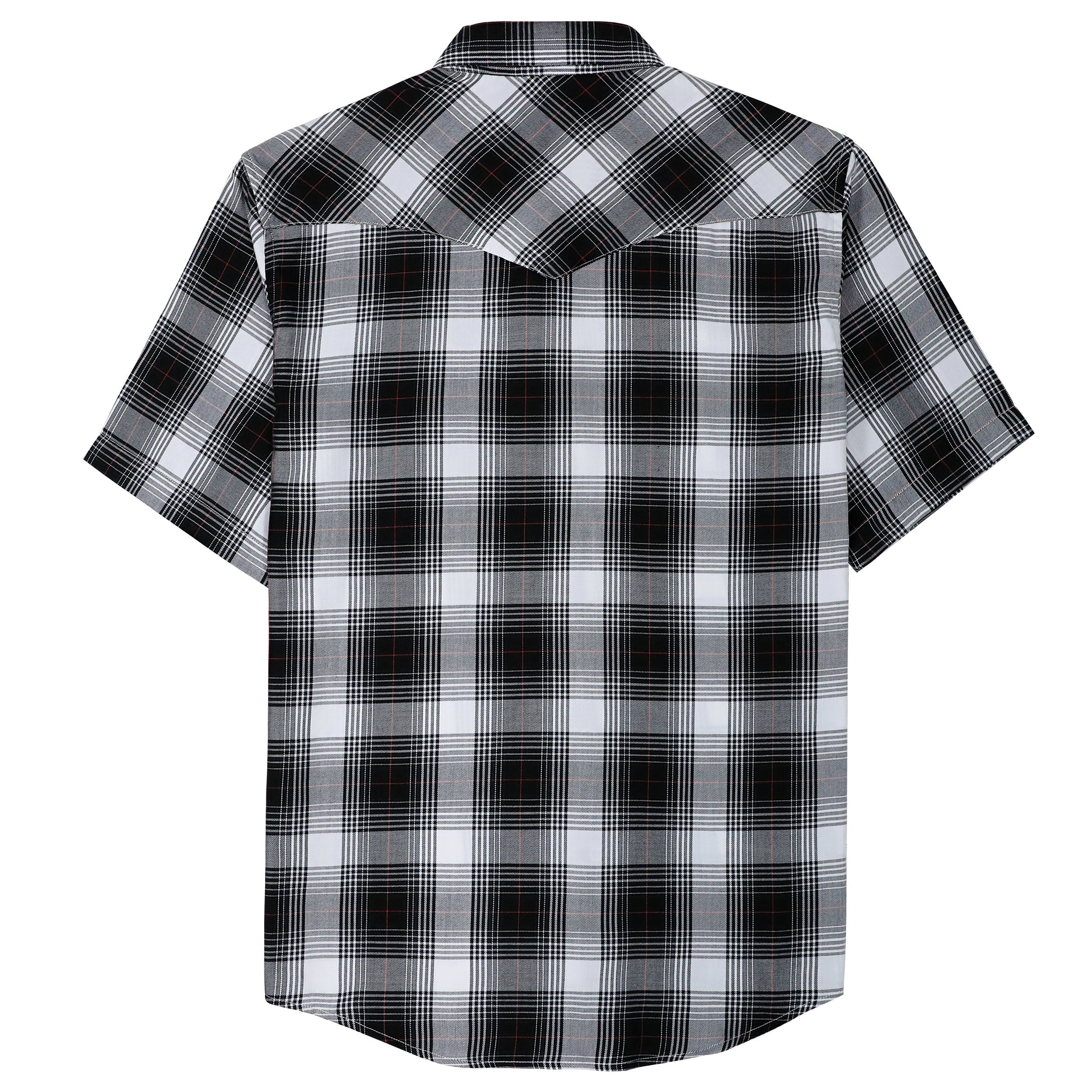 Dubinik®Bamboo Fiber Mens Shirts Short Sleeve Plaid Shirt Men Western Cowboy Pearl Snap Vintage Casual Plaid Shirt #2911