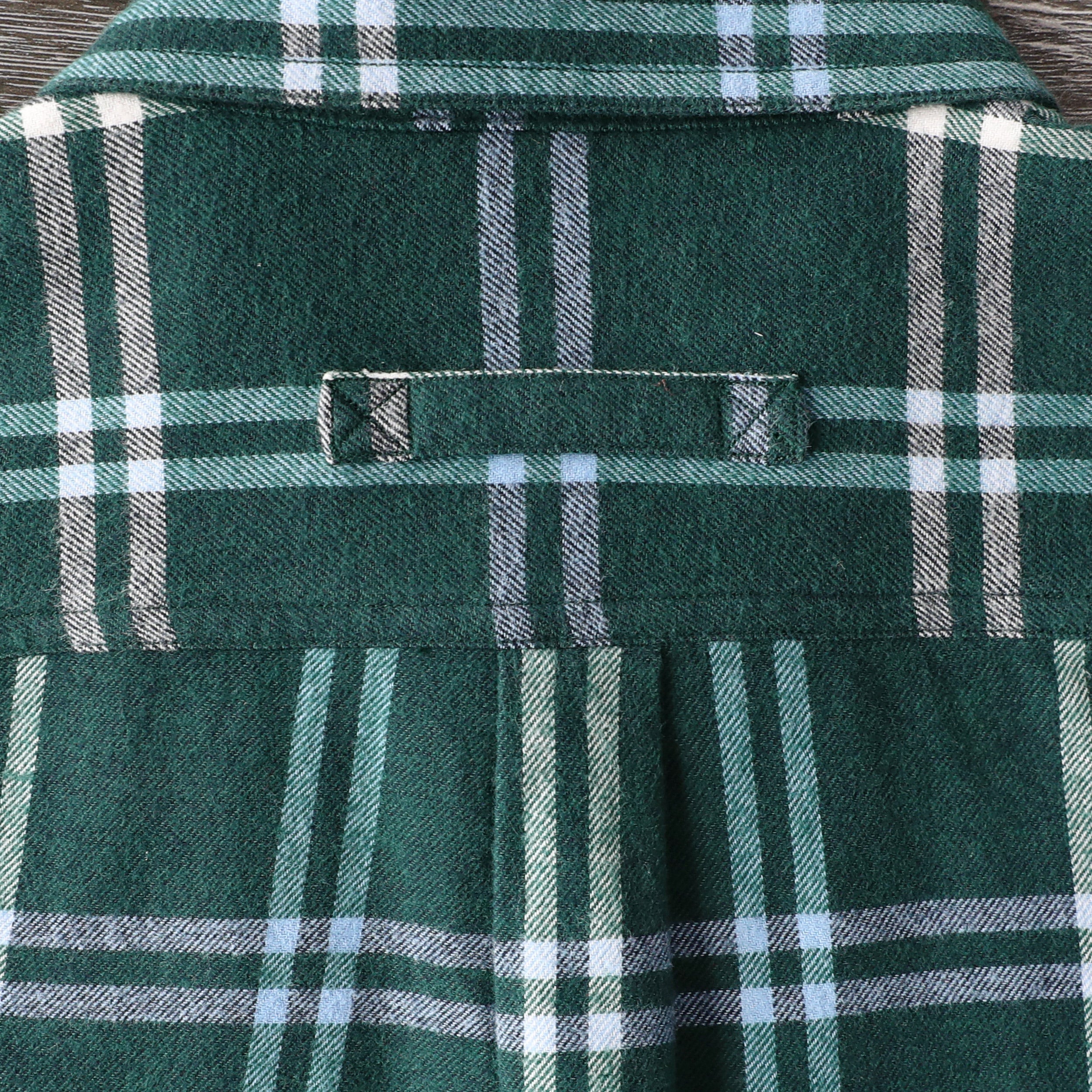 Dubinik® Mens Green Flannel Shirt Long Sleeve Button Down Plaid All Cotton Soft Brushed Flannel Shirt For Men Utility Casual Shirt #0030018