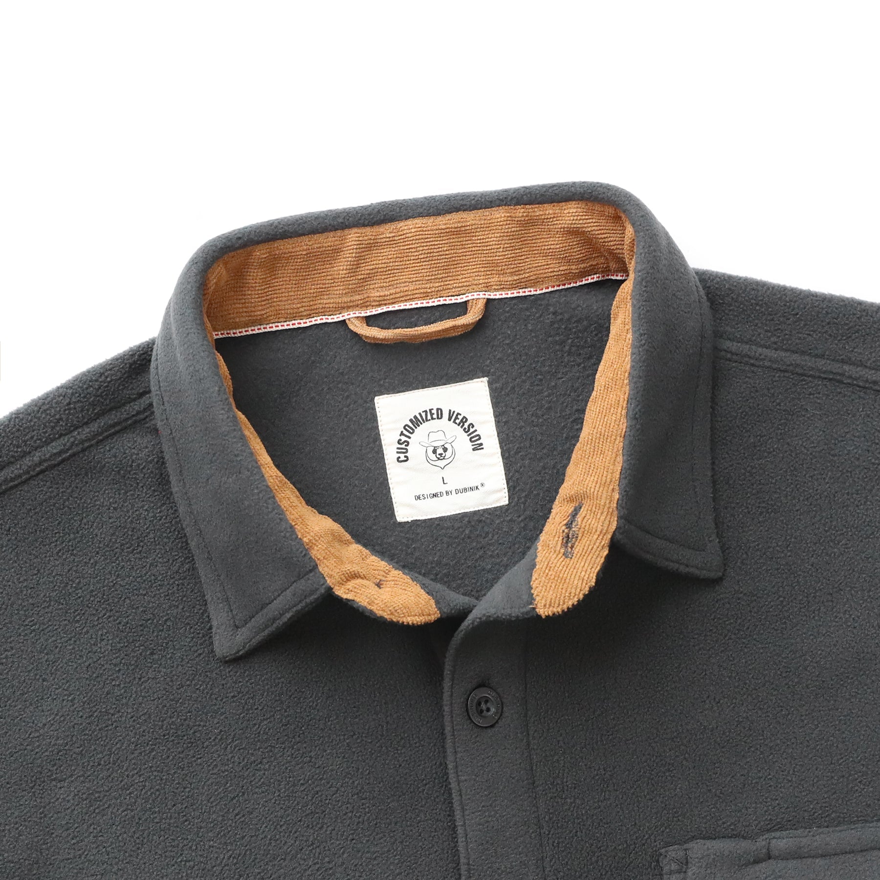 Mens Long Sleeve Dark Grey Solid Fleece Shirt Casual Button Down Light-in-weight Shirt #0244