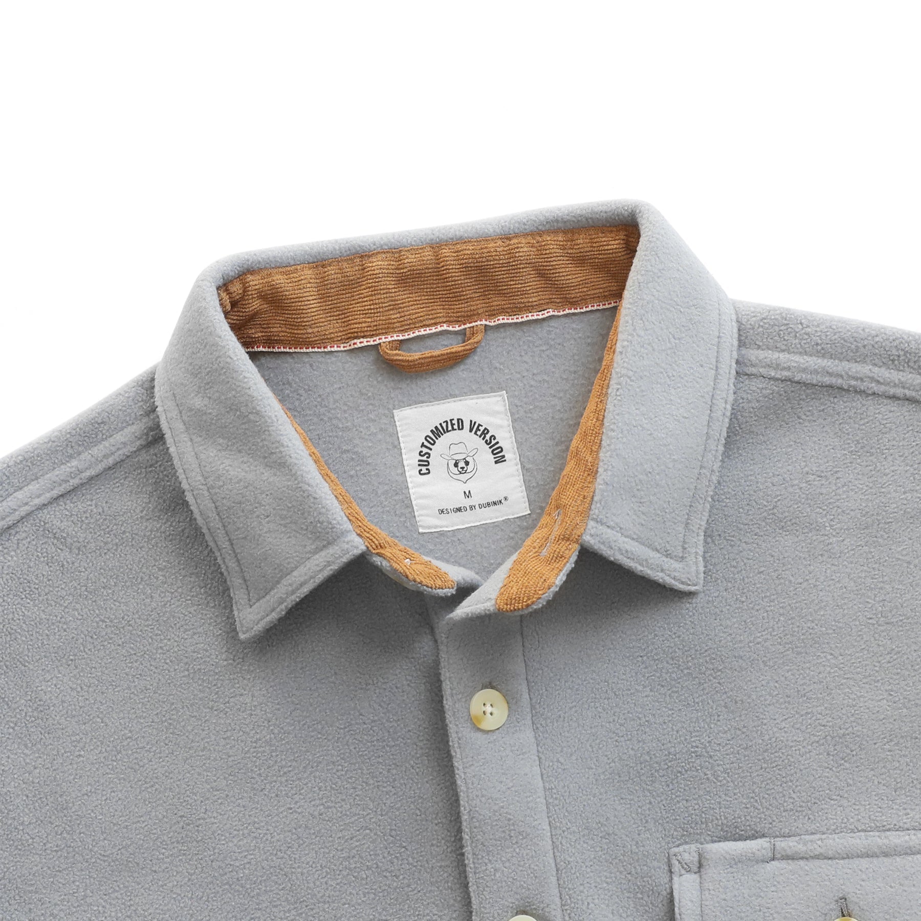 Mens Long Sleeve Light Grey Solid Fleece Shirt Casual Button Down Light-in-weight Shirt #1805
