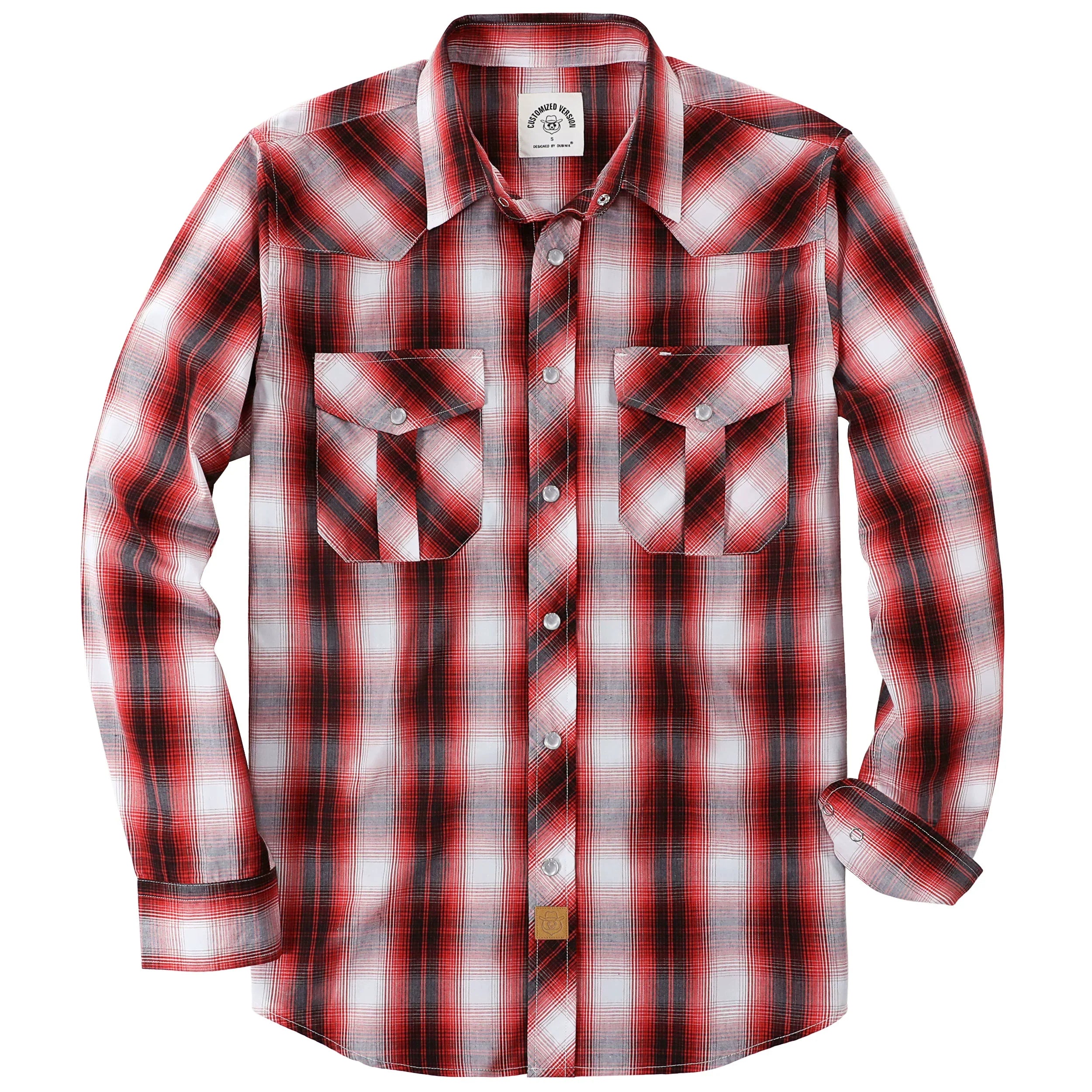 Dubinik® Pearl Snap Shirts for Men Long Sleeve Western Shirts for Men Vintage Casual Plaid Shirt Cowboy Shirts for Men#42028