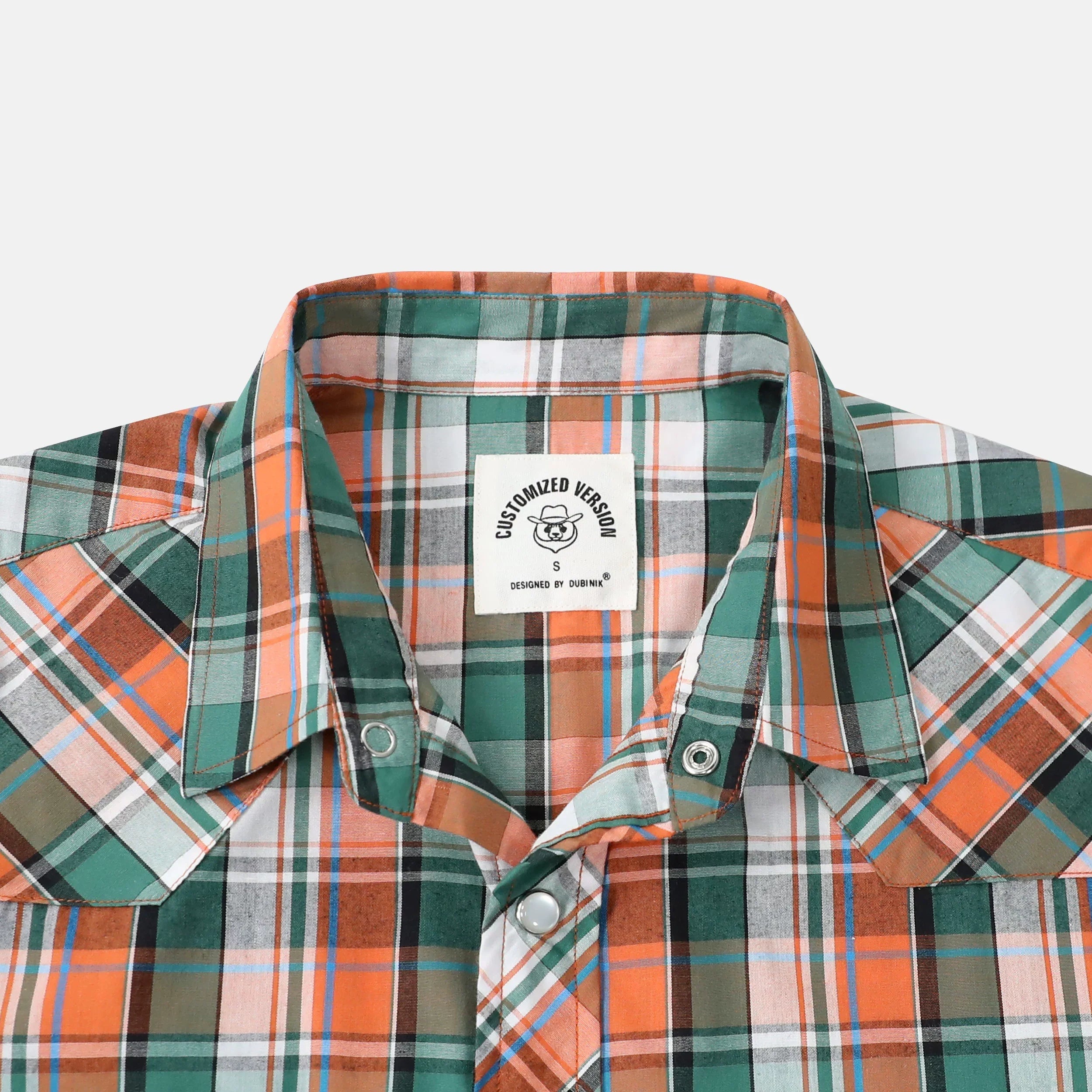 Dubinik® Western Shirts for Men Short Sleeve Plaid Pearl Snap Shirts for Men Button Up Shirt Cowboy Casual Work Shirt#41020