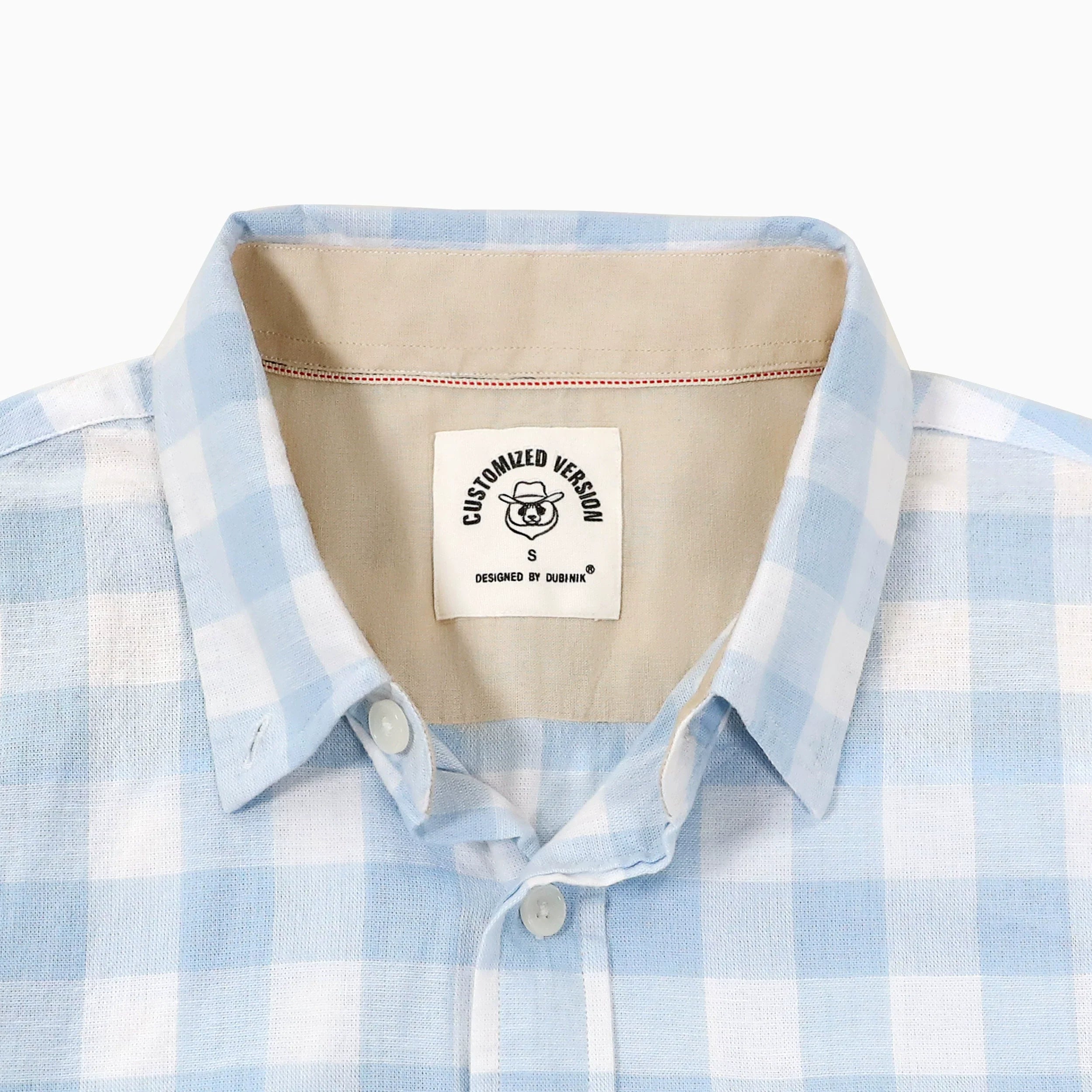 Dubinik® Mens Short Sleeve Button Down Shirts 100% Cotton Plaid Men's Casual Button-Down Shirts with Pocket#01148