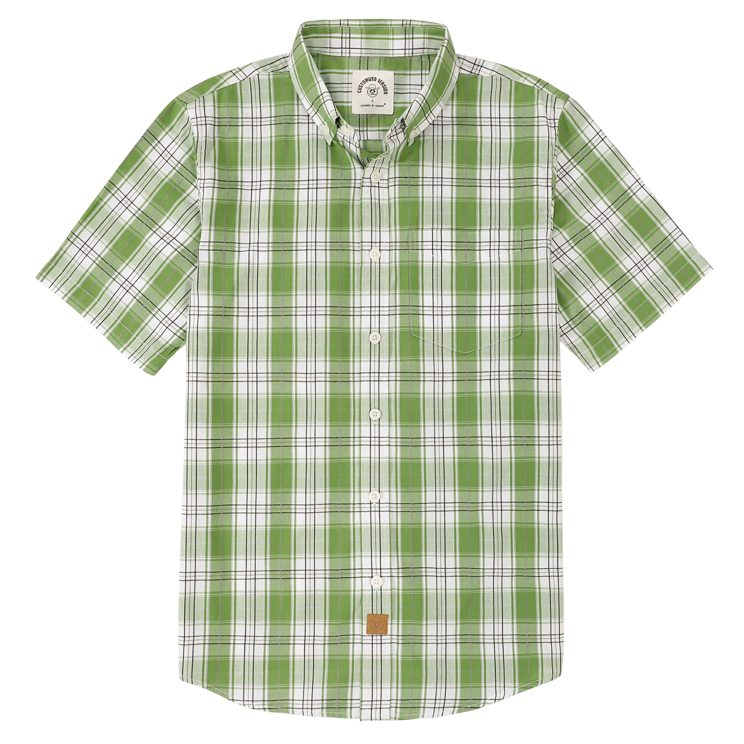 Dubinik® Green Mens Short Sleeve Button Down Shirts Summer Vintage Short Sleeve Button Down Men Lightweight Men's Casual Shirts#51022