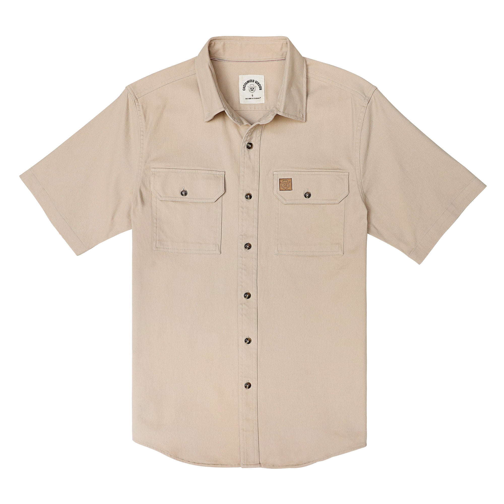 Men's outdoor casual short sleeve Khaki Solid shirt #1508