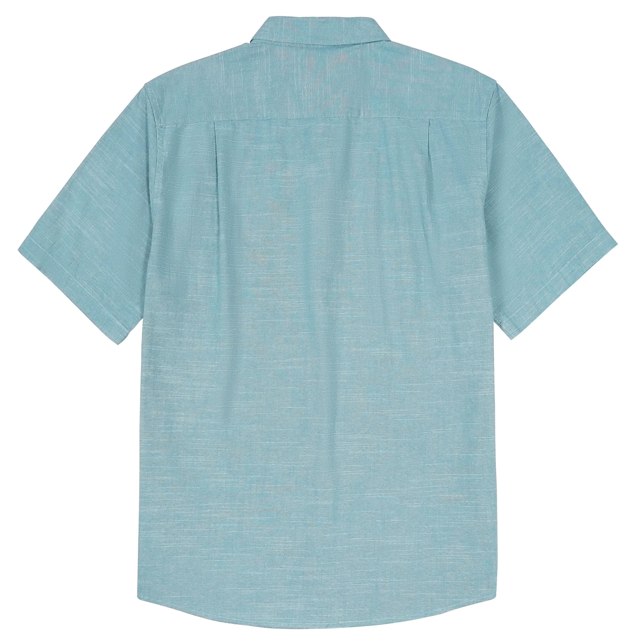 Dubinik® Sky Blue Solid Mens Short Sleeve Button Down Shirts 100% Cotton Plaid Men's Casual Button-Down Shirts with Pocket#01055