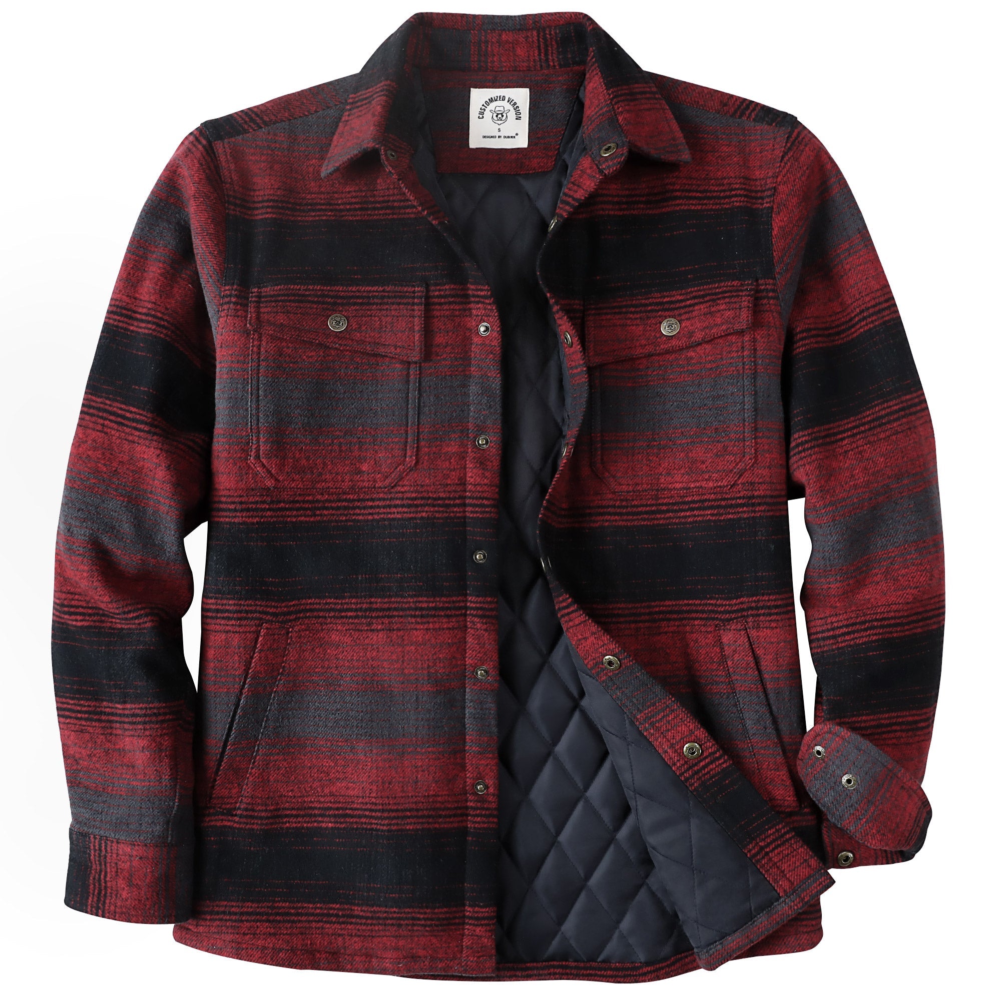 Dubinik® Men’s Overshirt Shacket – Cozy Warm-Lined Plaid Flannel, Lightweight Casual Button-Down Long Sleeve Jacket  #0181007