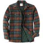 Dubinik® Men’s Overshirt Shacket – Cozy Warm-Lined Green Plaid Flannel, Lightweight Casual Button-Down Long Sleeve Jacket #0181015