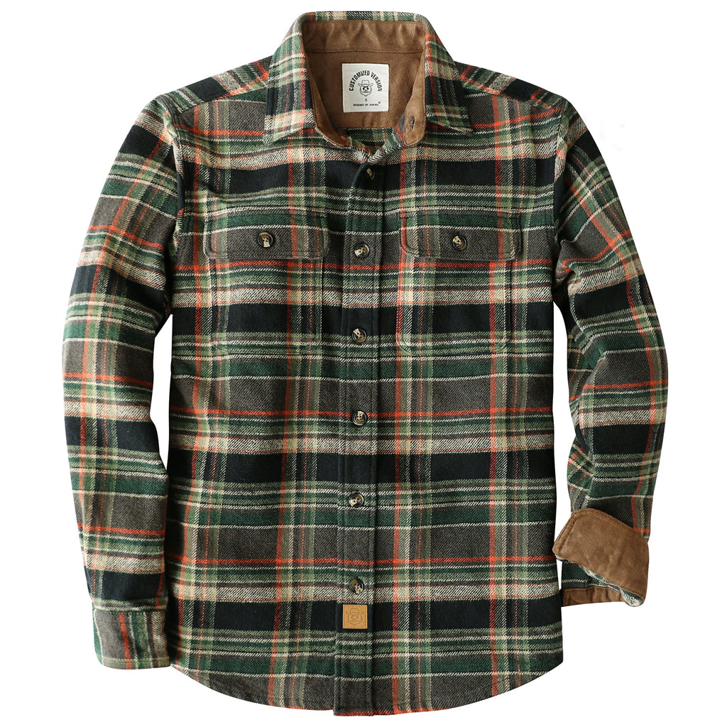 Dubinik® 13oz Ultra Heavyweight Mens Flannel Shirts Long Sleeve Casual Button Down Pocket Soft Warm Cotton Shirt#84009