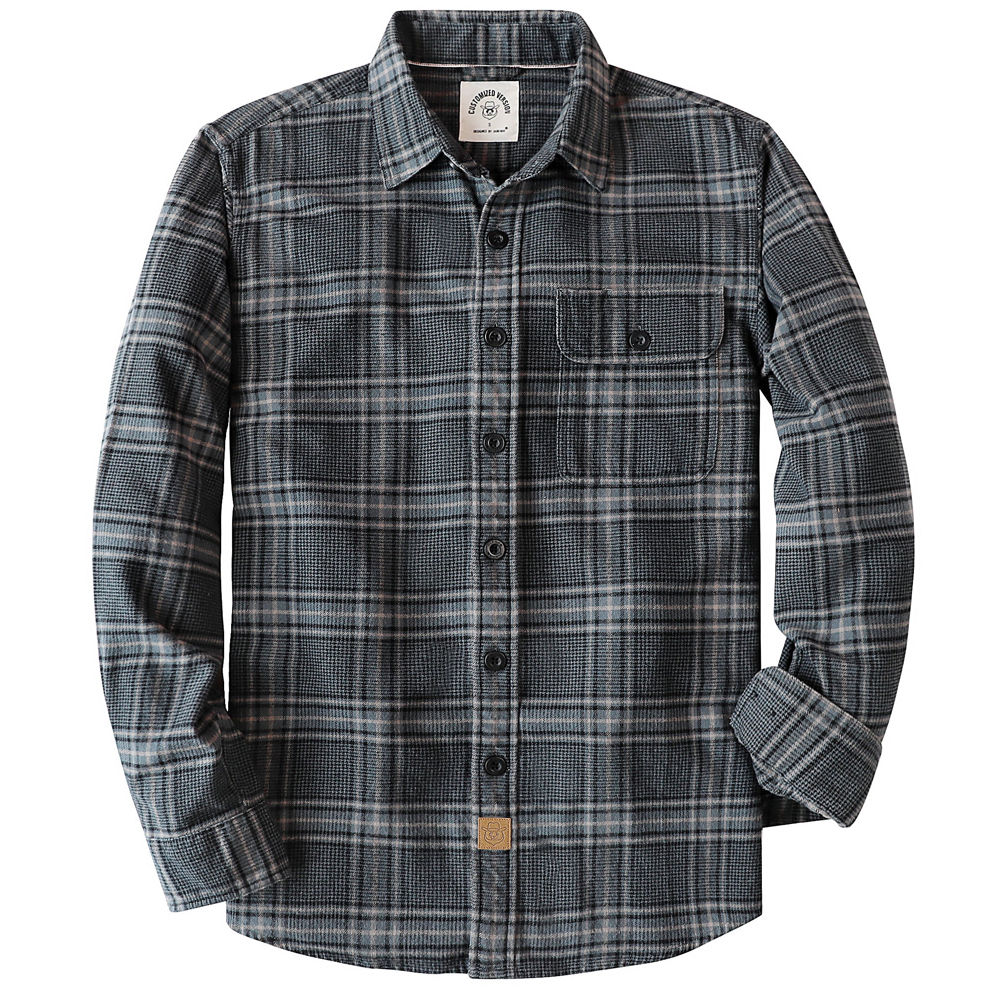 Dubinik® Mens Long Sleeve Midweight Flannel Shirt Warm Casual Soft Cotton Button Down Plaid Shirt #3404