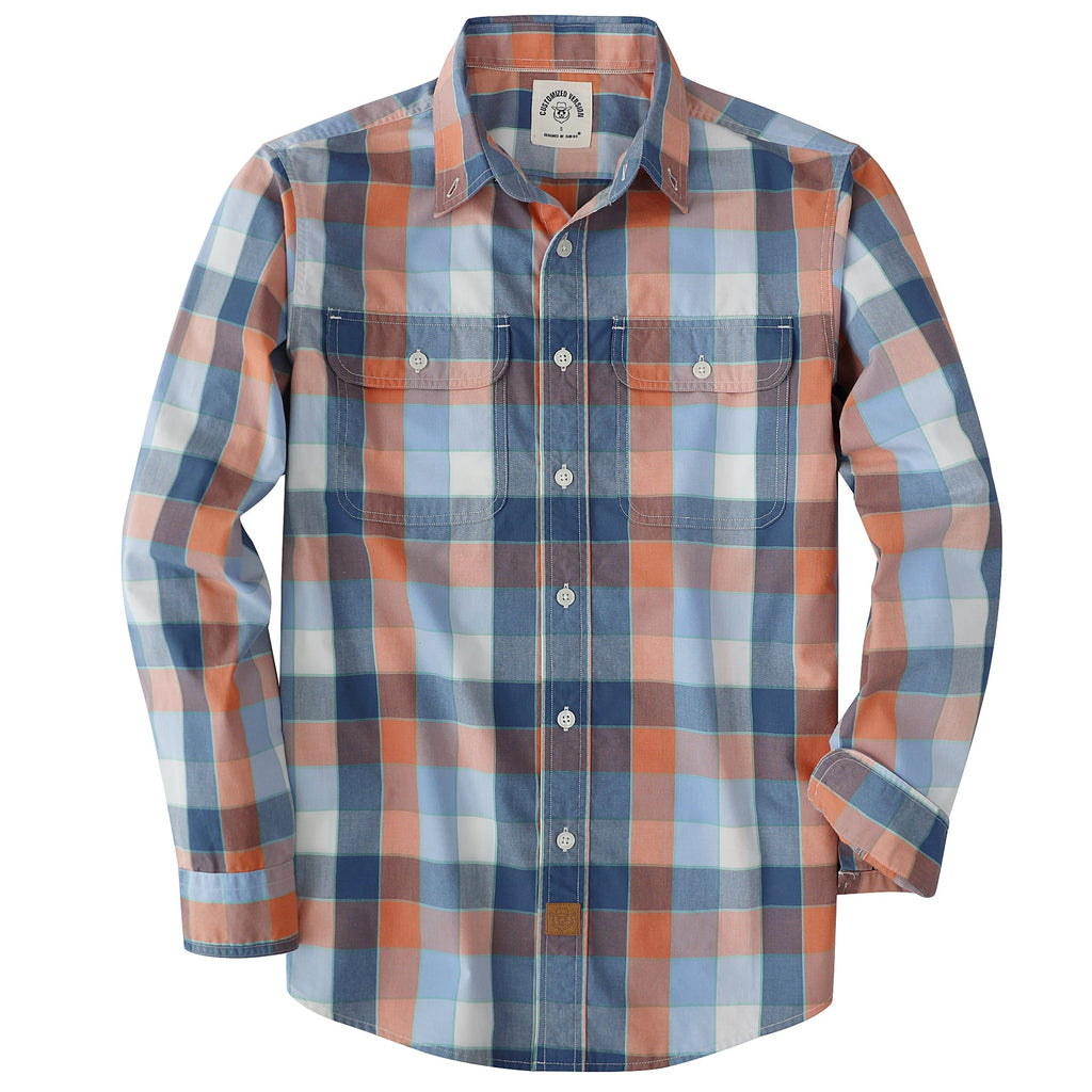 Dubinik® Mens Long Sleeve Button Down Shirts Casual Plaid Shirt with Practical Double Pockets Comfortable and Soft#0050020