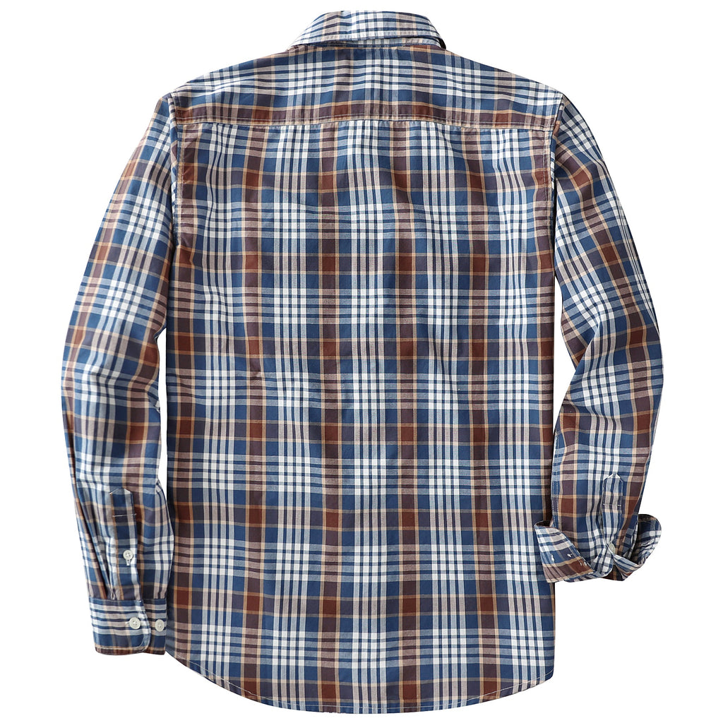 Dubinik® Mens Long Sleeve Button Down Shirts Casual Plaid Shirt with Practical Double Pockets Comfortable and Soft#0050027