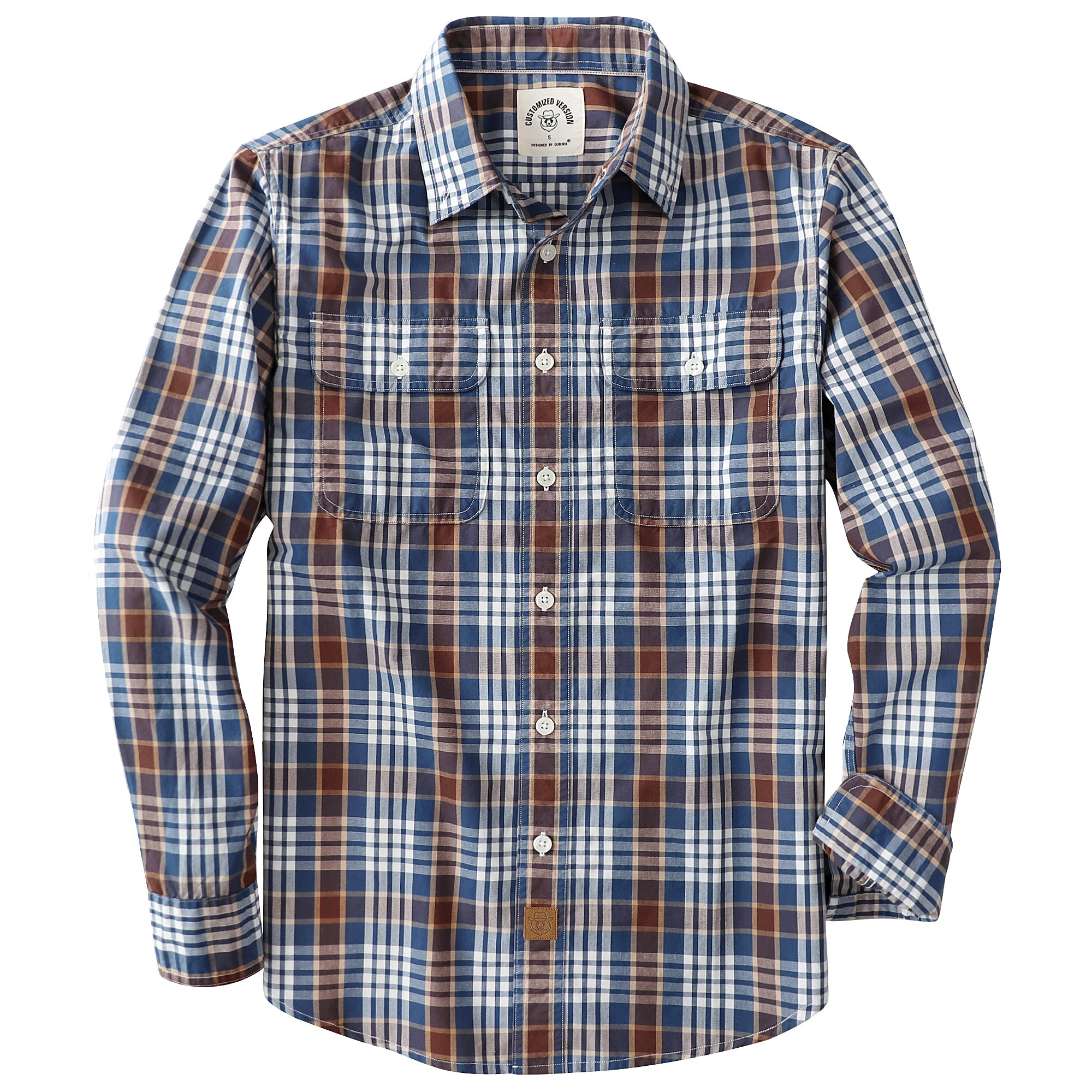 Dubinik® Mens Long Sleeve Button Down Shirts Casual Plaid Shirt with Practical Double Pockets Comfortable and Soft#0050027