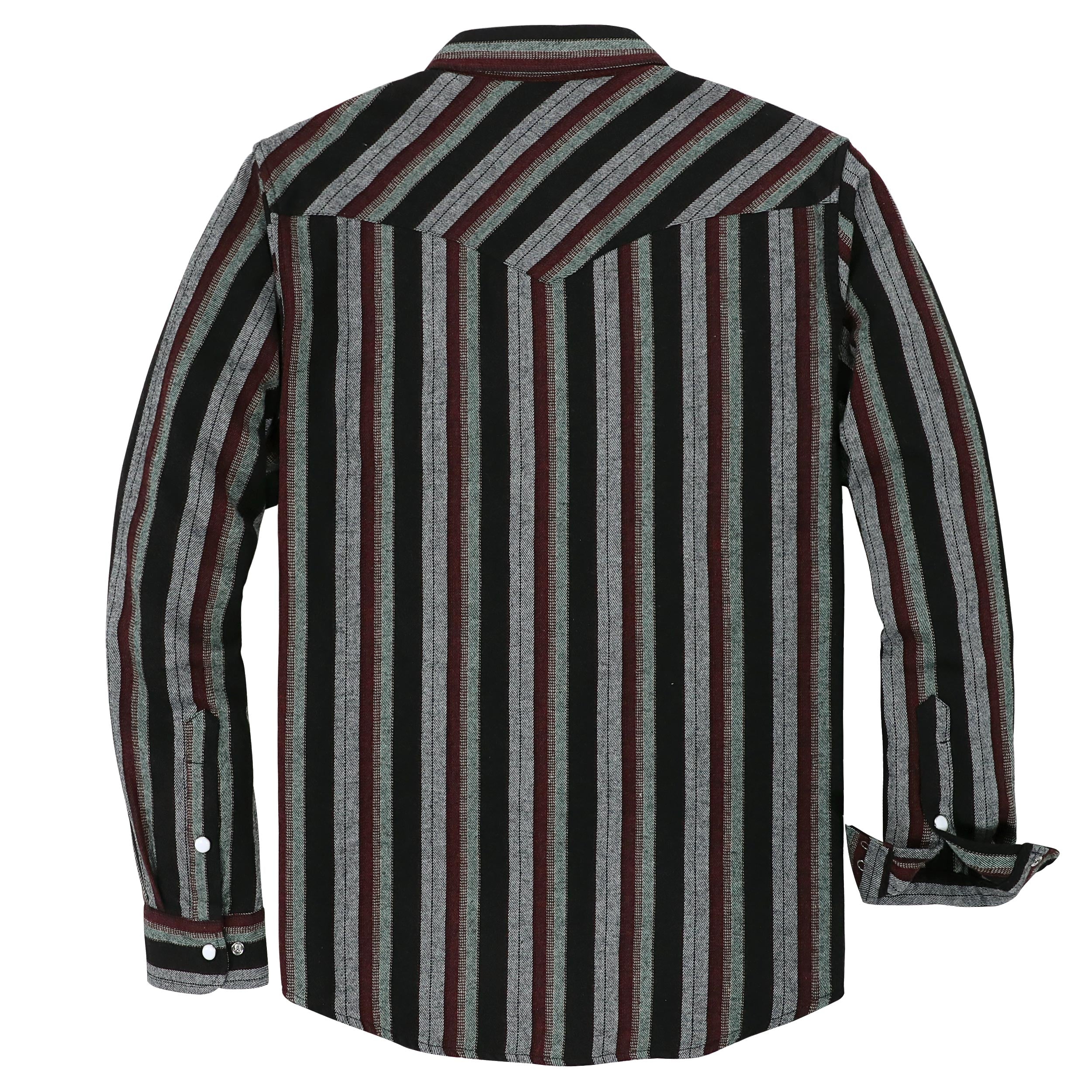 Dubinik® Flannel Shirt for Men Western Cowboy Pearl Snap Shirts for Men Long Sleeve Vintage Buttons Down Plaid Shirt#28505