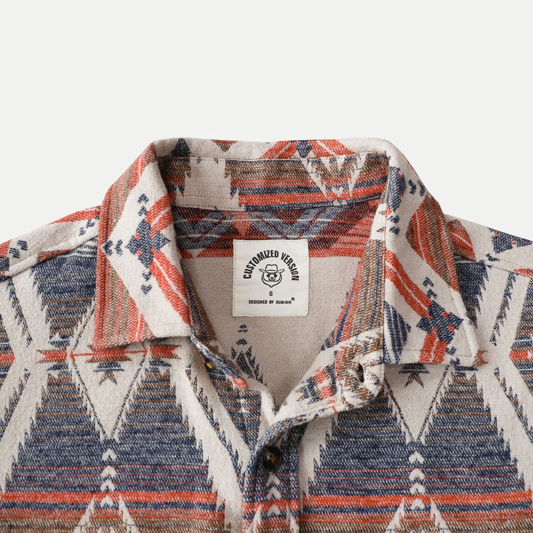 Dubinik® 10oz Ultra Heavyweight Mens Aztec Flannel Shirt Long Sleeve Button Down All Cotton Soft Brushed Cowboy Utility Casual Shirt Jacket#30029