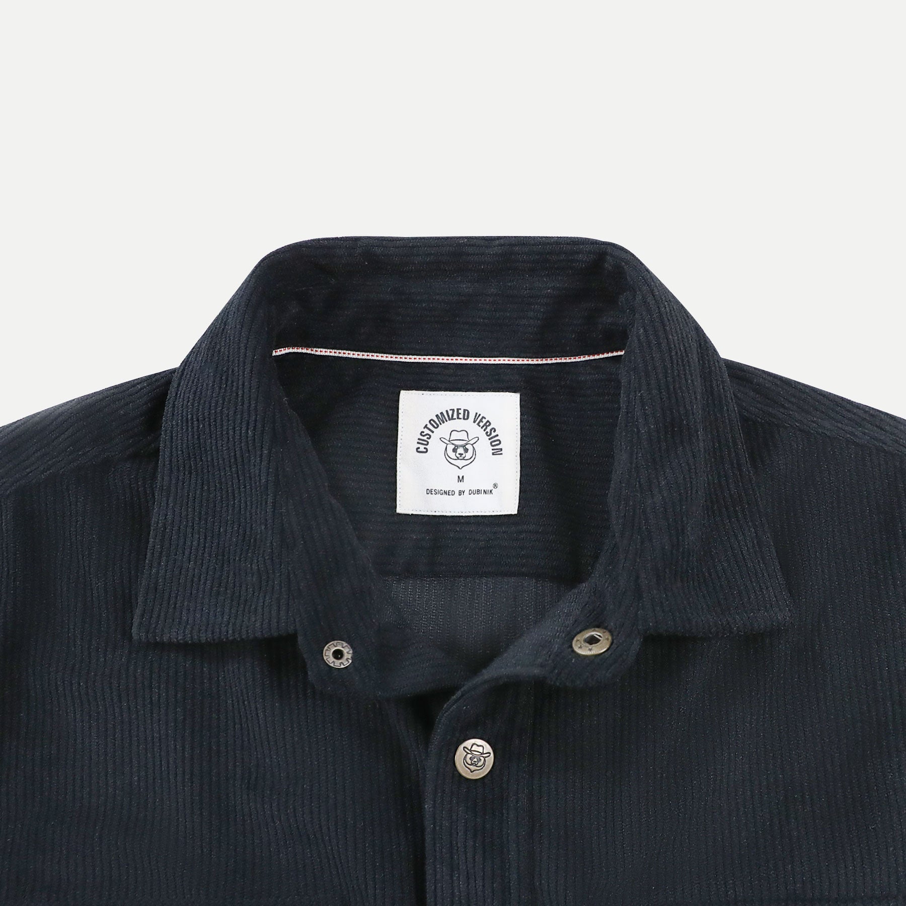 Dubinik® Corduroy Shirt Men Black Solid Corduroy Jacket Men Long Sleeve Casual Work Vintage Regular Fit Mens Snap Button Shirt#31001