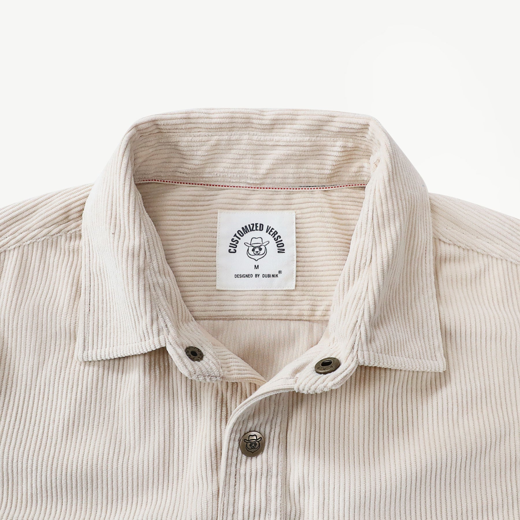 Dubinik® Corduroy Shirt Men Khaki Solid Corduroy Jacket Men Long Sleeve Casual Work Vintage Regular Fit Mens Snap Button Shirt#31003