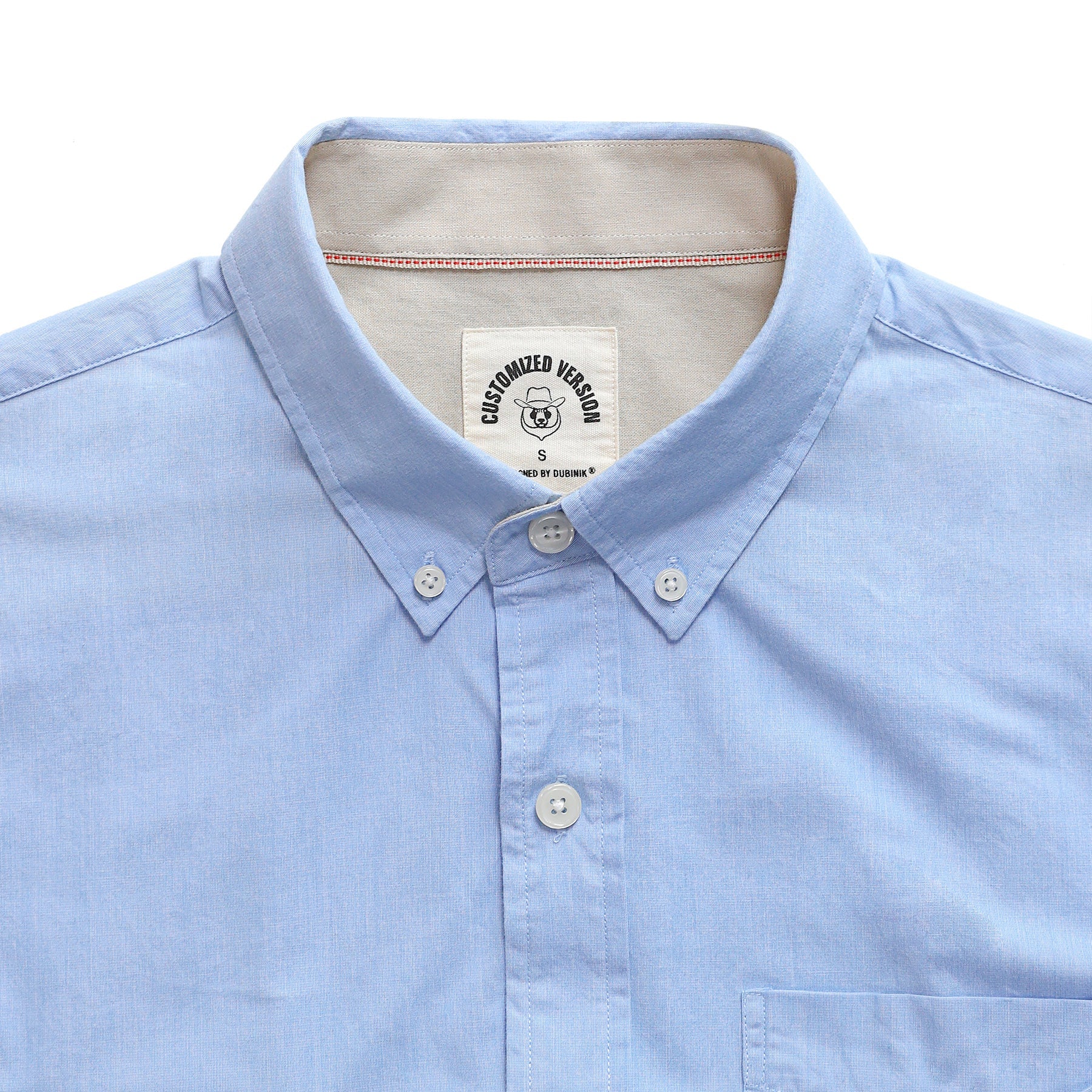 Men's casual short-sleeved cotton Sky blue Solid shirt #0021