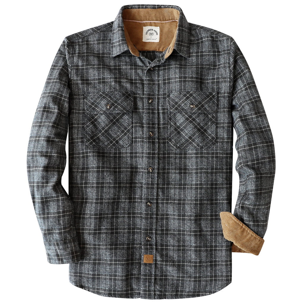 Dubinik® Mens Flannel Shirt Long Sleeve Button Down Plaid All Cotton Soft Brushed Flannel Shirt For Men Utility Casual Shirt #0030013