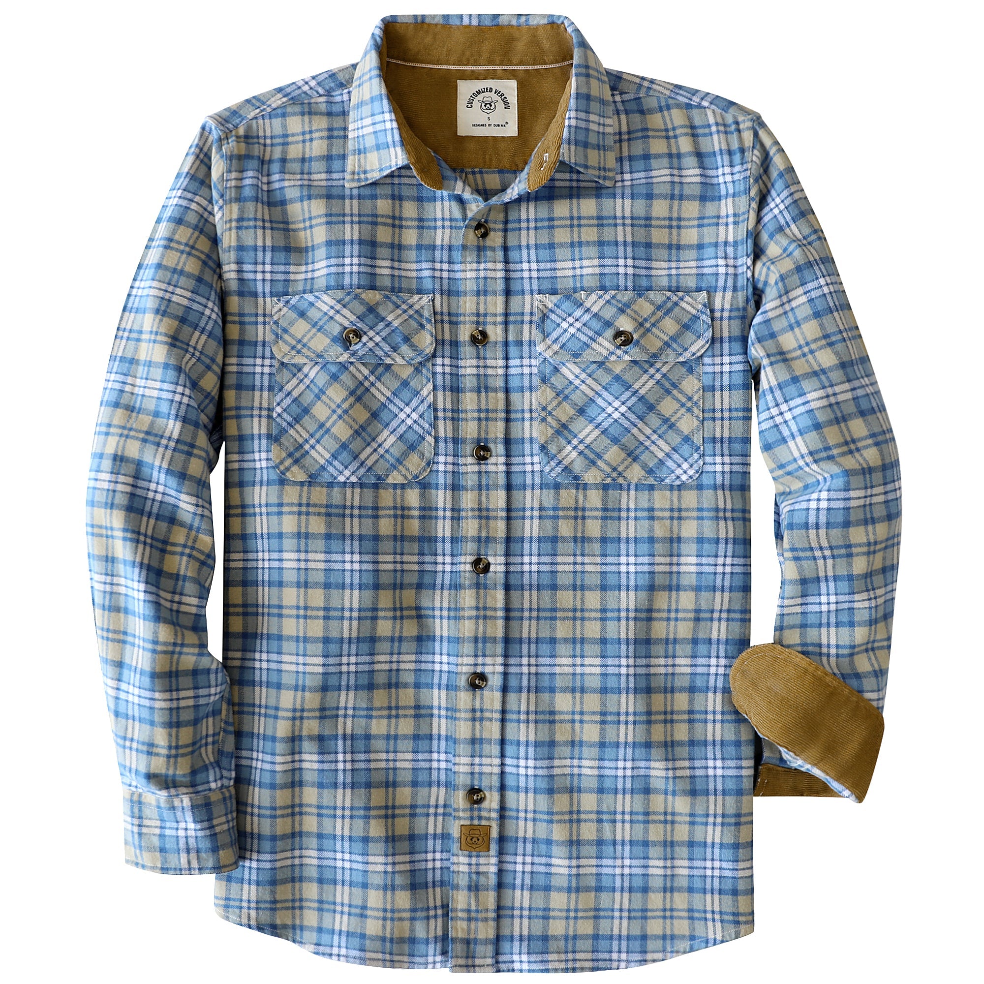 Dubinik® Mens Flannel Shirt Long Sleeve Button Down Plaid All Cotton Soft Brushed Flannel Shirt For Men Utility Casual Shirt#0030019