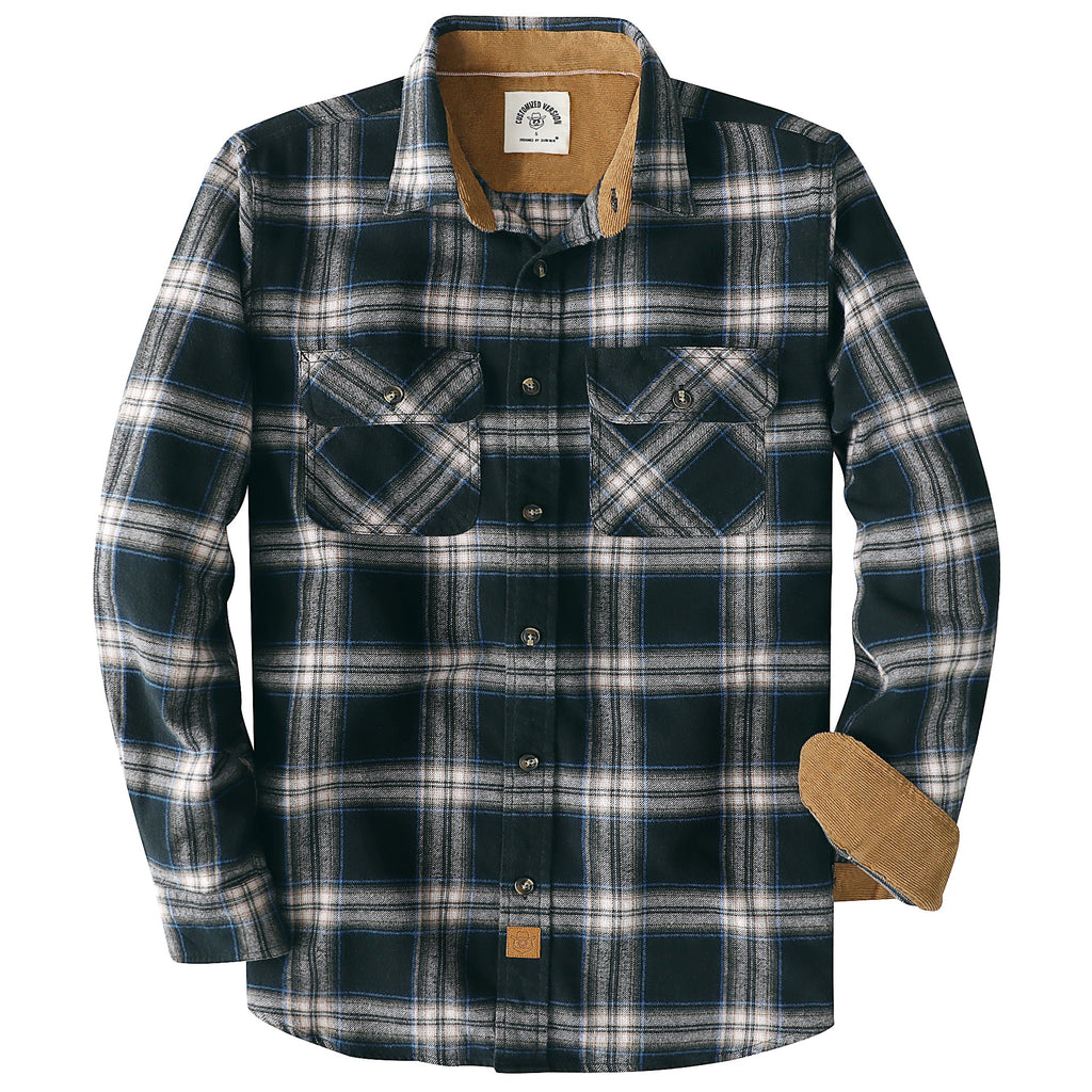 Dubinik® Mens Flannel Shirt Long Sleeve Button Down Plaid All Cotton Soft Brushed Flannel Shirt For Men Utility Casual Shirt #0030015