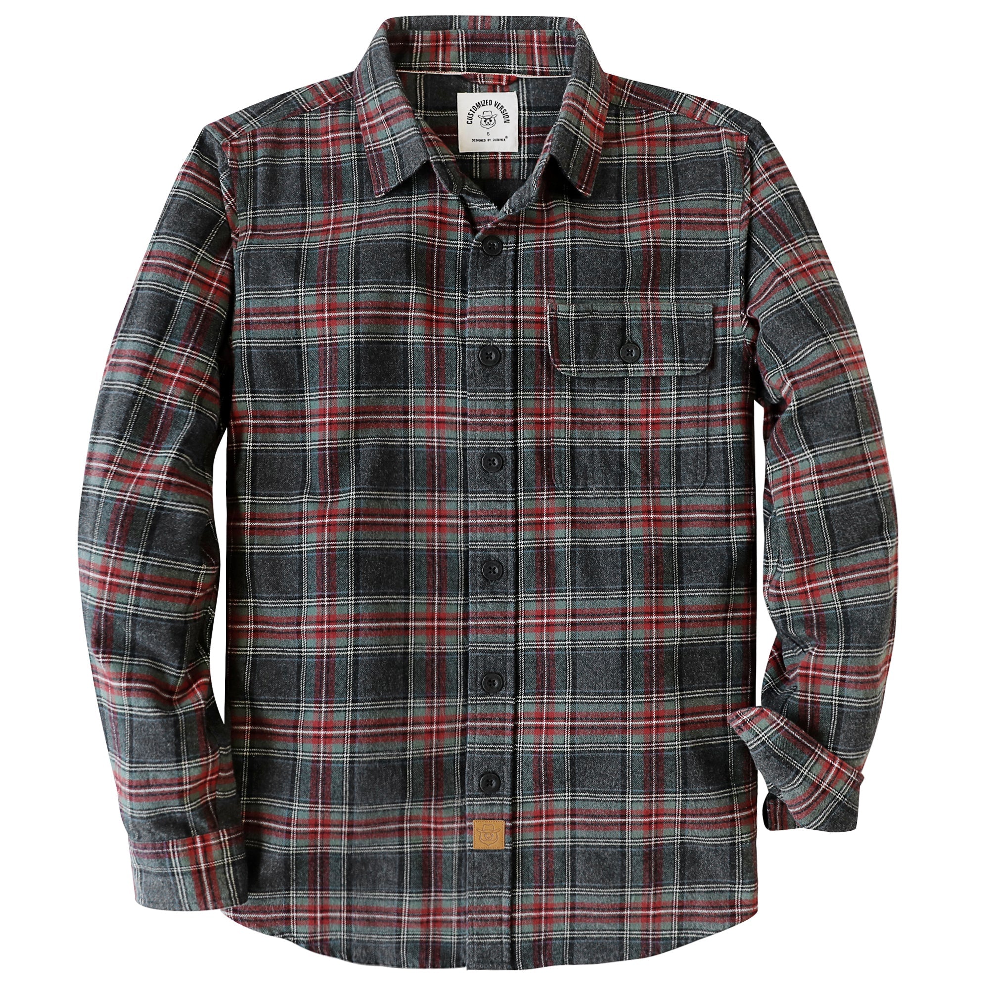 Dubinik® Mens Long Sleeve Midweight Flannel Shirt Warm Casual Soft Cotton Button Down Plaid Shirt #3409