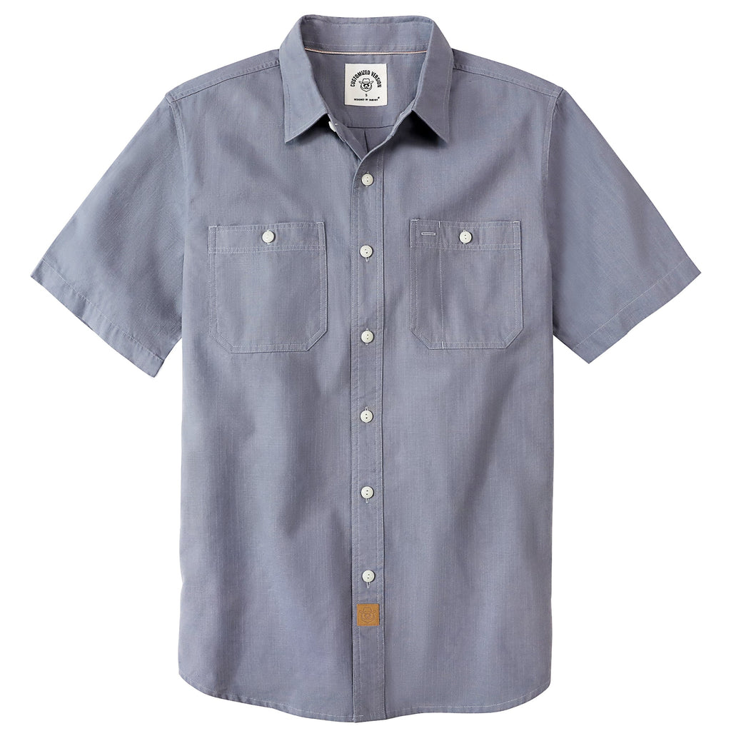 Dubinik® Gray Solid Mens Short Sleeve Button Down Casual Cotton Regular Fit Lightweight Pocket Chambray Mens Button Down Short Sleeve#0057006