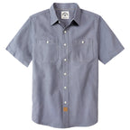 Dubinik® Gray Solid Mens Short Sleeve Button Down Casual Cotton Regular Fit Lightweight Pocket Chambray Mens Button Down Short Sleeve#0057006