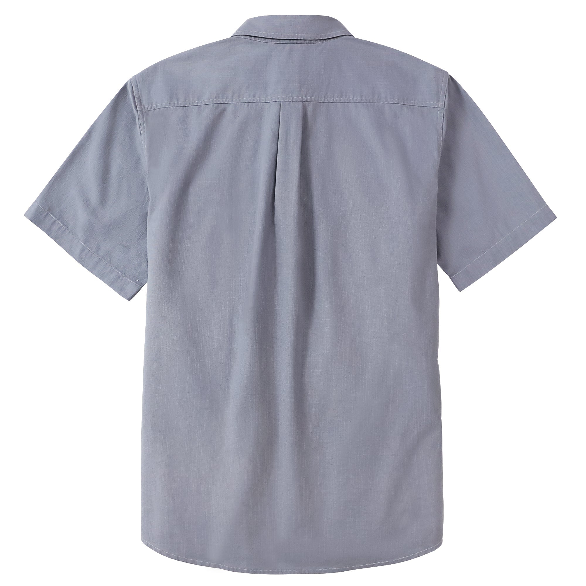 Dubinik® Gray Solid Mens Short Sleeve Button Down Casual Cotton Regular Fit Lightweight Pocket Chambray Mens Button Down Short Sleeve#0057006