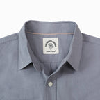 Dubinik® Gray Solid Mens Short Sleeve Button Down Casual Cotton Regular Fit Lightweight Pocket Chambray Mens Button Down Short Sleeve#0057006