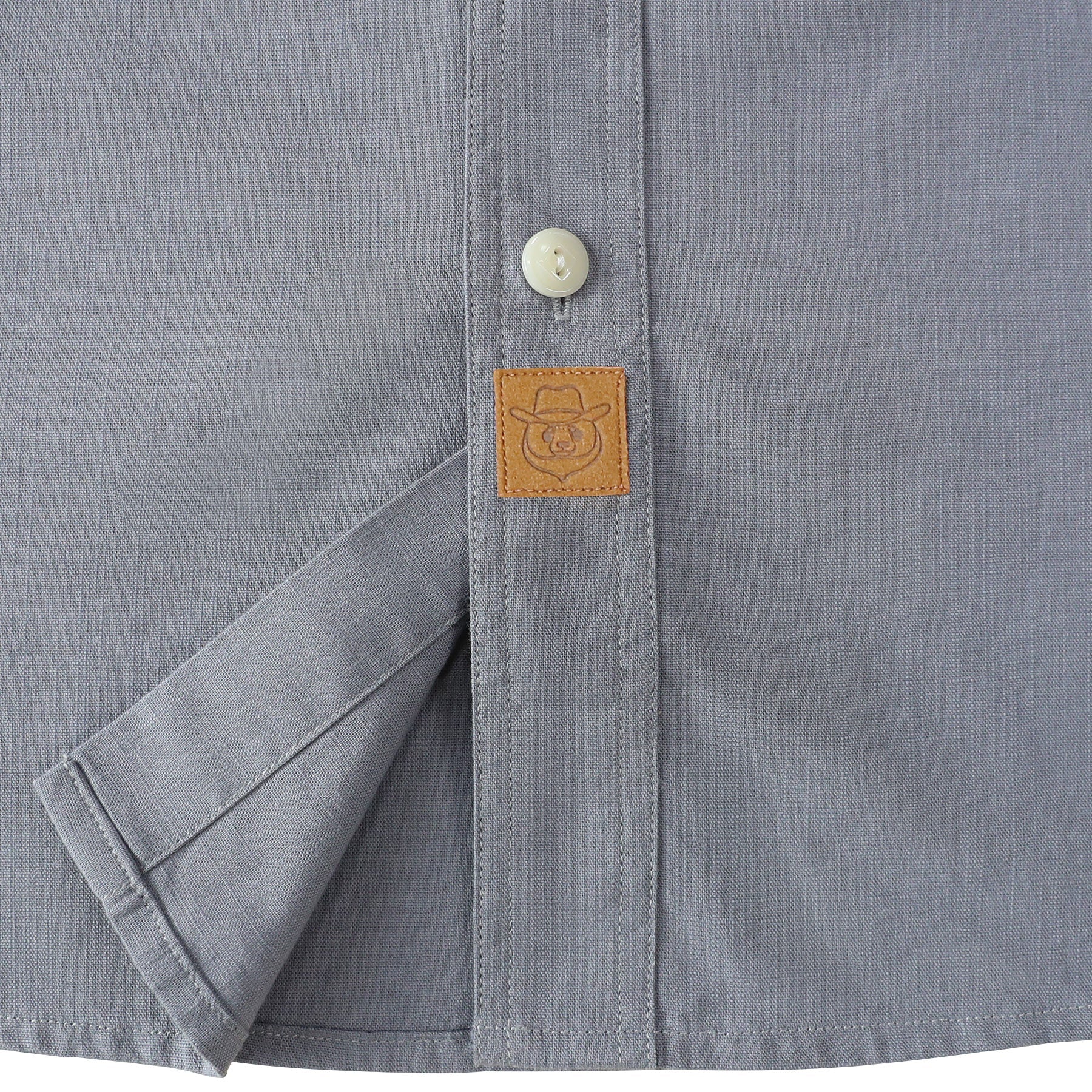 Dubinik® Gray Solid Mens Short Sleeve Button Down Casual Cotton Regular Fit Lightweight Pocket Chambray Mens Button Down Short Sleeve#0057006