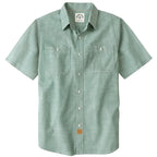 Dubinik® Light Green Solid Mens Short Sleeve Button Down Casual Cotton Regular Fit Lightweight Pocket Chambray Mens Button Down Short Sleeve#0057005