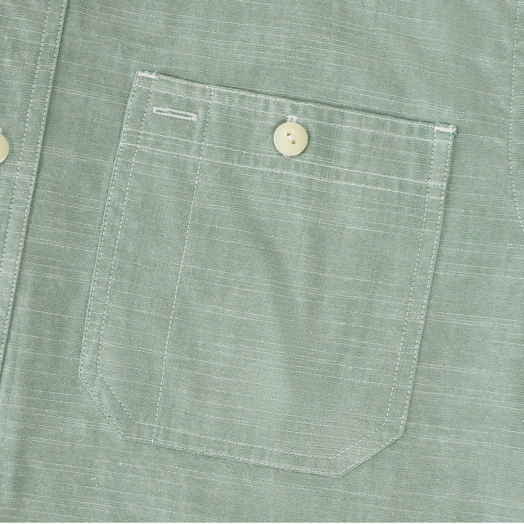 Dubinik® Light Green Solid Mens Short Sleeve Button Down Casual Cotton Regular Fit Lightweight Pocket Chambray Mens Button Down Short Sleeve#0057005