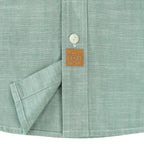 Dubinik® Light Green Solid Mens Short Sleeve Button Down Casual Cotton Regular Fit Lightweight Pocket Chambray Mens Button Down Short Sleeve#0057005