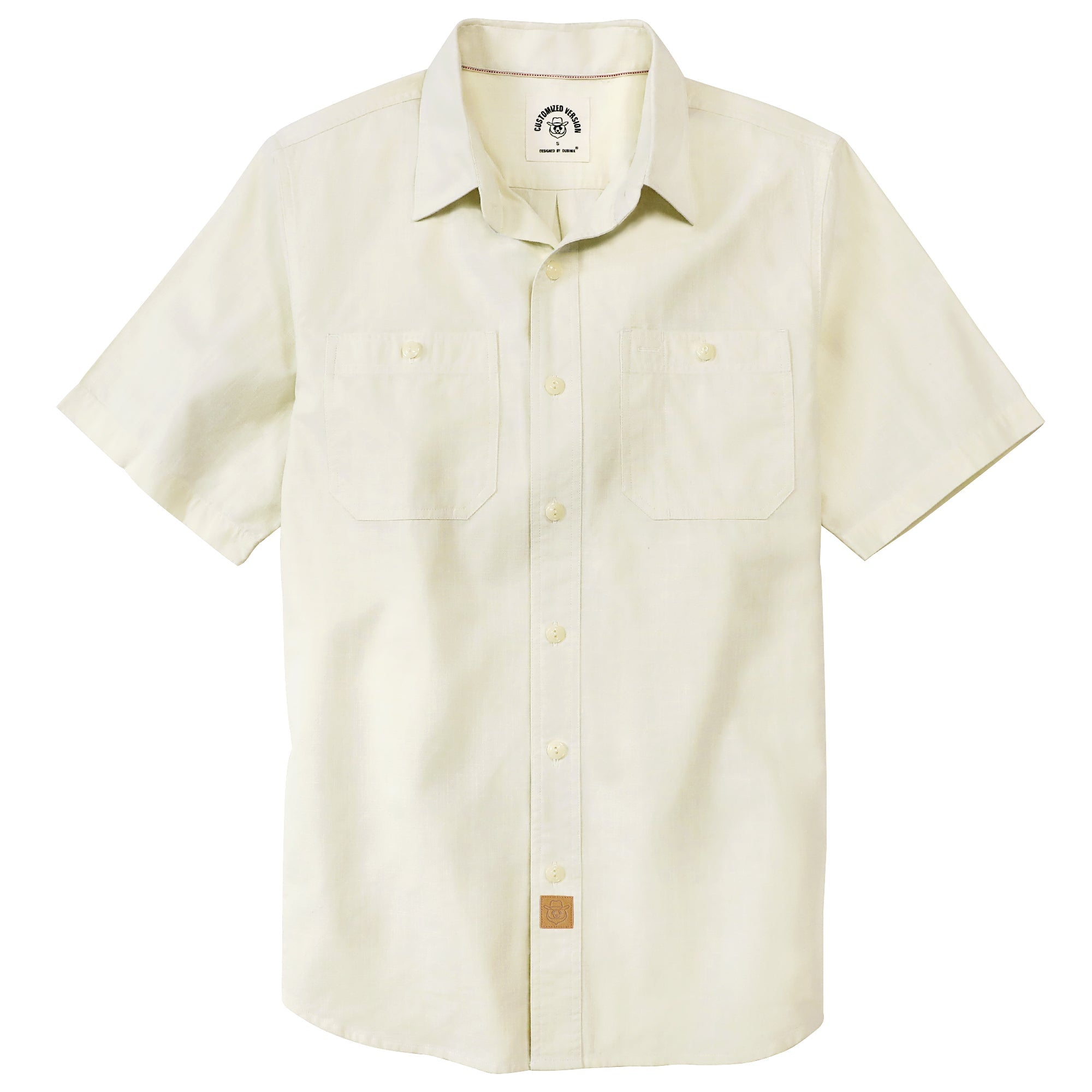 Dubinik® White Solid Mens Short Sleeve Button Down Casual Cotton Regular Fit Lightweight Pocket Chambray Mens Button Down Short Sleeve#0057007