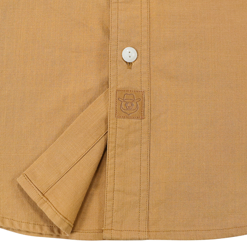 Dubinik® Orange Solid Mens Short Sleeve Button Down Casual Cotton Regular Fit Lightweight Pocket Chambray Mens Button Down Short Sleeve#0057001