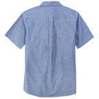 Dubinik® Light Blue Solid Mens Short Sleeve Button Down Casual Cotton Regular Fit Lightweight Pocket Chambray Mens Button Down Short Sleeve#0057009