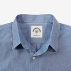 Dubinik® Light Blue Solid Mens Short Sleeve Button Down Casual Cotton Regular Fit Lightweight Pocket Chambray Mens Button Down Short Sleeve#0057009