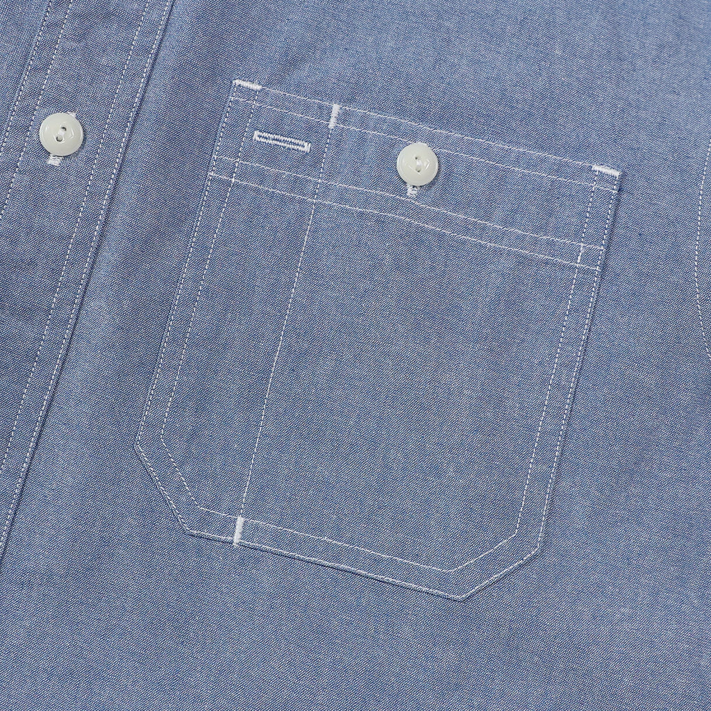 Dubinik® Light Blue Solid Mens Short Sleeve Button Down Casual Cotton Regular Fit Lightweight Pocket Chambray Mens Button Down Short Sleeve#0057009