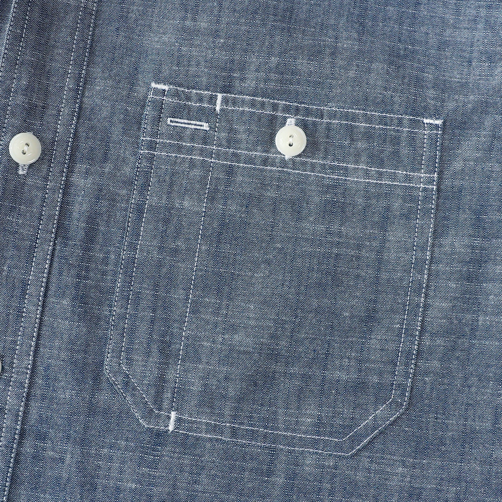 Dubinik® Denim Blue Solid Mens Short Sleeve Button Down Casual Cotton Regular Fit Lightweight Pocket Chambray Mens Button Down Short Sleeve#0057004