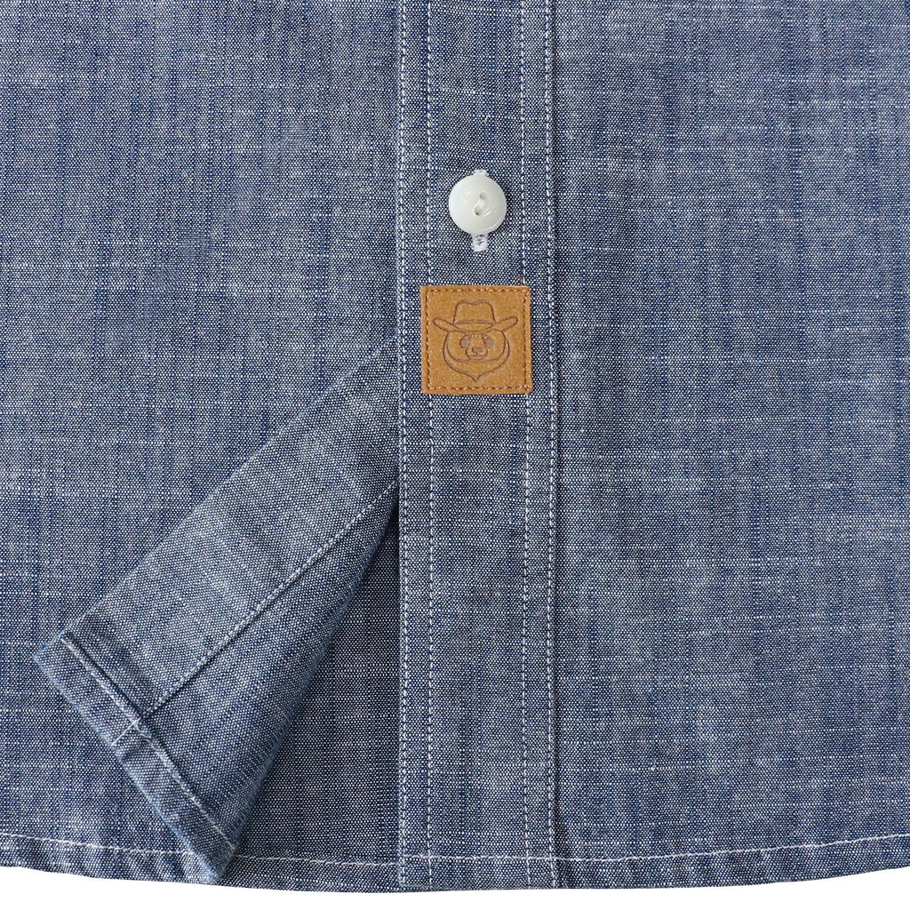 Dubinik® Denim Blue Solid Mens Short Sleeve Button Down Casual Cotton Regular Fit Lightweight Pocket Chambray Mens Button Down Short Sleeve#0057004