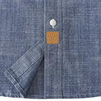 Dubinik® Denim Blue Solid Mens Short Sleeve Button Down Casual Cotton Regular Fit Lightweight Pocket Chambray Mens Button Down Short Sleeve#0057004