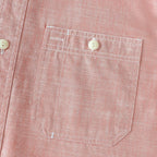 Dubinik® Pink Solid Mens Short Sleeve Button Down Casual Cotton Regular Fit Lightweight Pocket Chambray Mens Button Down Short Sleeve#0057002