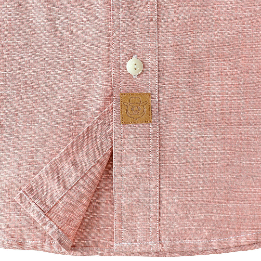 Dubinik® Pink Solid Mens Short Sleeve Button Down Casual Cotton Regular Fit Lightweight Pocket Chambray Mens Button Down Short Sleeve#0057002