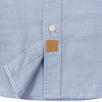 Dubinik® Sky Blue Solid Mens Short Sleeve Button Down Casual Cotton Regular Fit Lightweight Pocket Chambray Mens Button Down Short Sleeve#0057003