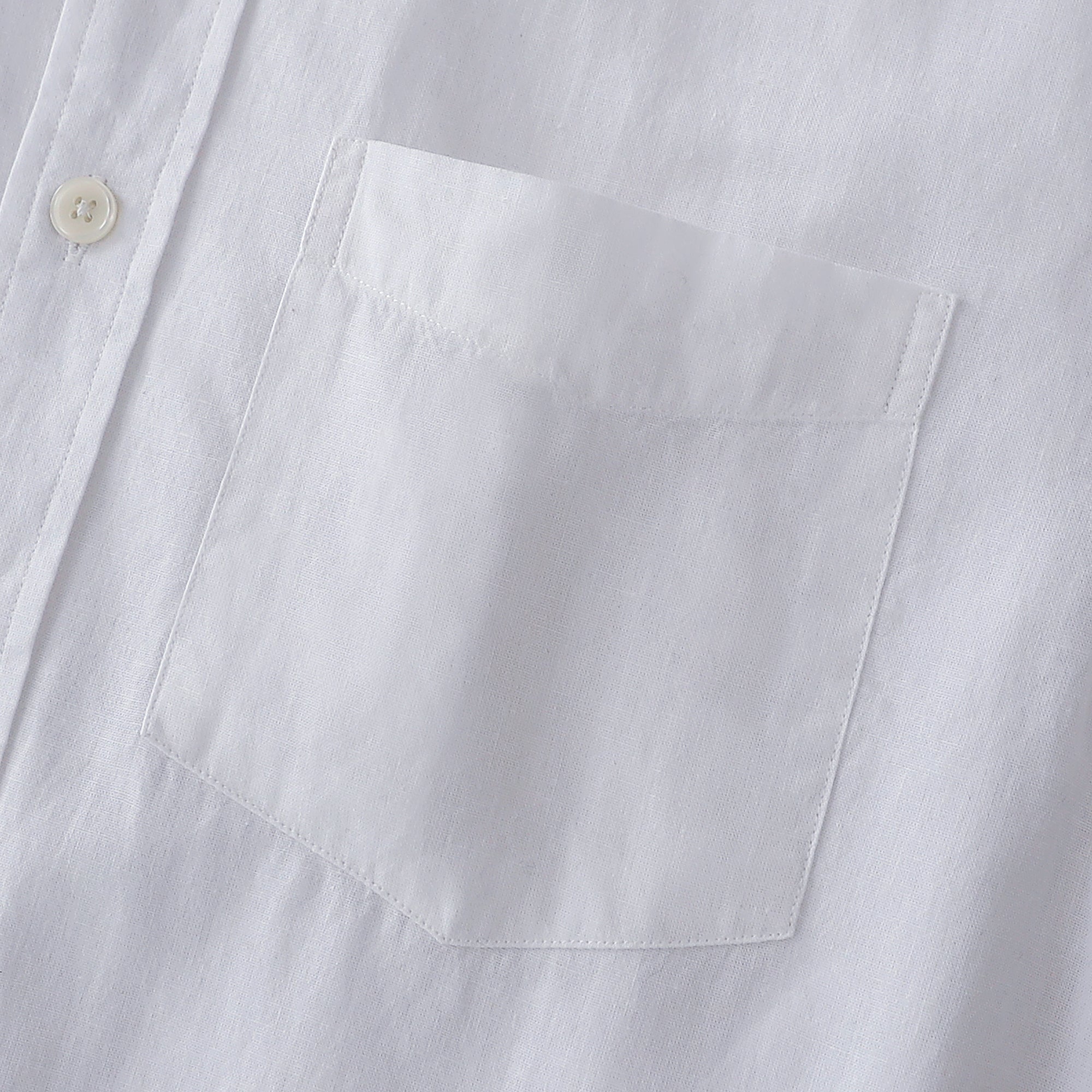 Dubinik® Pure White Mens Short Sleeve Button Down Shirts 100% Cotton Plaid Men's Casual Button-Down Shirts with Pocket#0108