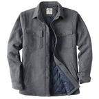 Dubinik® Men’s Overshirt Shacket – Cozy Warm-Lined Dark Gray Solid Plaid Flannel, Lightweight Casual Button-Down Long Sleeve Jacket #0181001