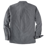 Dubinik® Men’s Overshirt Shacket – Cozy Warm-Lined Dark Gray Solid Plaid Flannel, Lightweight Casual Button-Down Long Sleeve Jacket #0181001