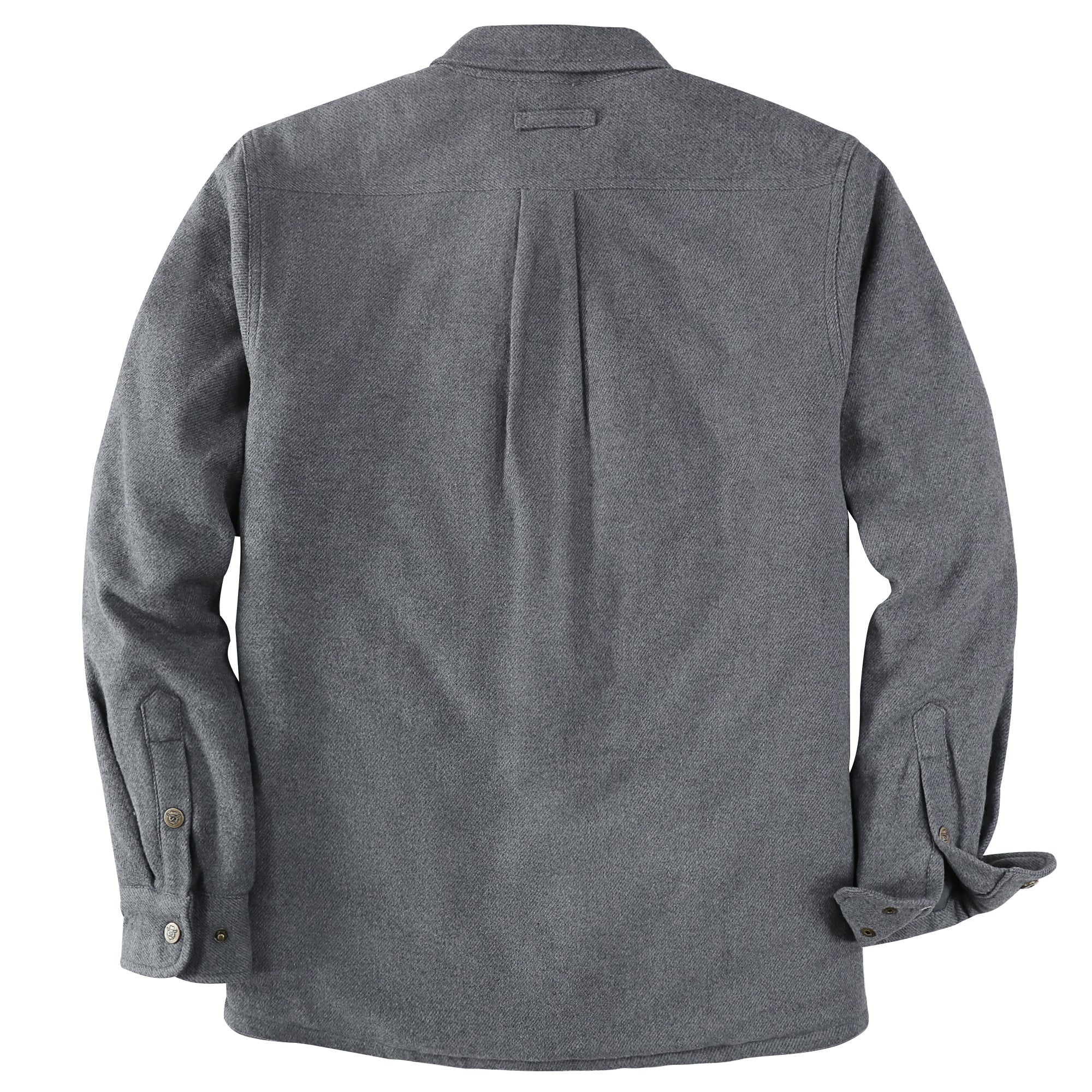 Dubinik® Men’s Overshirt Shacket – Cozy Warm-Lined Dark Gray Solid Plaid Flannel, Lightweight Casual Button-Down Long Sleeve Jacket #0181001